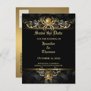 Carte Postale Faire-part Elégant mariage halloween enregistrer la date cart