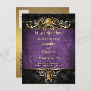 Carte Postale Faire-part Elégant mariage halloween enregistrer la date cart