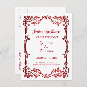 Carte Postale Faire-part Elégant mariage halloween enregistrer la date cart