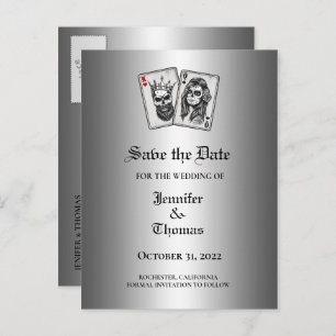 Carte Postale Faire-part Elégant mariage halloween enregistrer la date cart