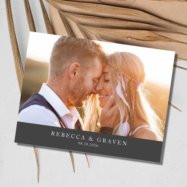 Carte Postale Faire-part Élégant mariage photo Enregistrer la date (Elegant Photo Wedding Save the Date Postcard)