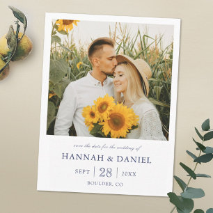 Carte Postale Faire-part Elégant moderne bleu texte photo Enregistrer la da