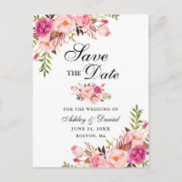 Élégant Moderne Fleurs Roses Save the Date