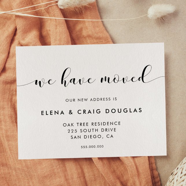 Carte Postale Faire-part Elégant noir et blanc Nous avons déménagé faire-pa (Créateur téléchargé)