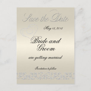 Carte Postale Faire-part Elégant Pearl Flourish Enregistrer La Date
