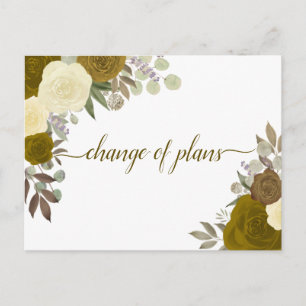 Carte Postale Faire-part Élégant Roses d'or Changement de plan Mariage