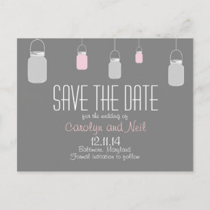 Carte Postale Faire-part Elégant Rustic Mason jarres Enregistrer la date Po