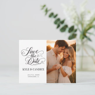 Carte Postale Faire-part Elegant Save the Date Engagement Calligraphy