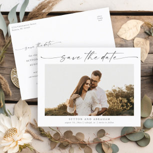 Carte Postale Faire-part Élégant scénario photo mariage à retenir la date
