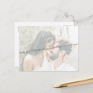 Carte Postale Faire-part Élégant Script Couple Photo Mariage Enregistrer no