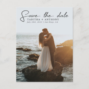 Carte Postale Faire-part Élégant Script de Mise à Jour de Date avec Photo