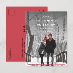 Carte Postale Faire-part Élégant Simple Bordure Photo Mariage Enregistrer l