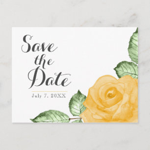 Carte Postale Faire-part Élégante rose jaune florale mariage à conserver la