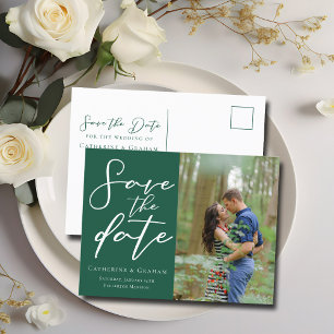 Carte Postale Faire-part Emerald Green Couple Photo Forest Sauvez la photo