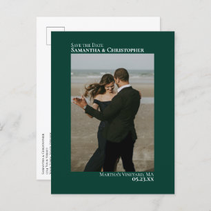 Carte Postale Faire-part Emerald Green Minimal Photo Mariage Enregistrer La