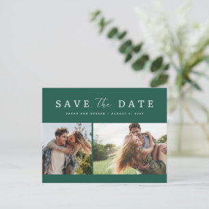 Carte Postale Faire-part Emerald Green Photo Wedding Enregistrer la date