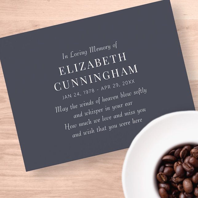 Carte Postale Faire-part En Mémoire Amoureuse Mémorial Simple (Créateur téléchargé)