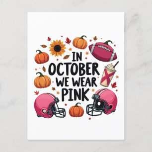 Carte Postale Faire-part En Octobre nous portons Pink Breast Cancer Footbal