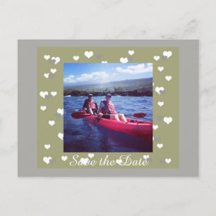 Carte Postale Faire-part encadré dans les coeurs Enregistrer la date