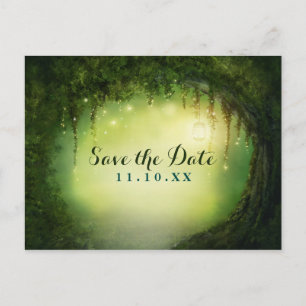 Carte Postale Faire-part Enchanted Dreamy Forest Rustic Enregistrer la date