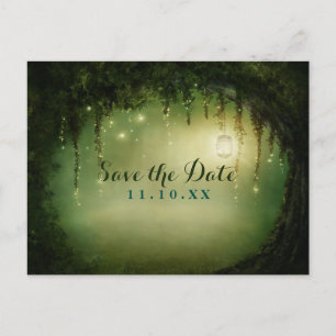 Carte Postale Faire-part Enchanted Dreamy Forest Rustic Enregistrer la date