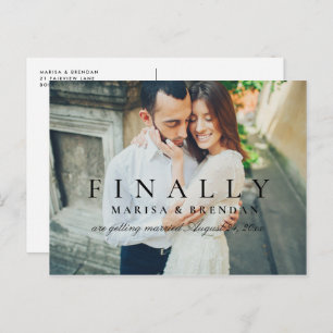 Carte Postale Faire-part Enfin Elegant noir blanc photo Enregistrer la date