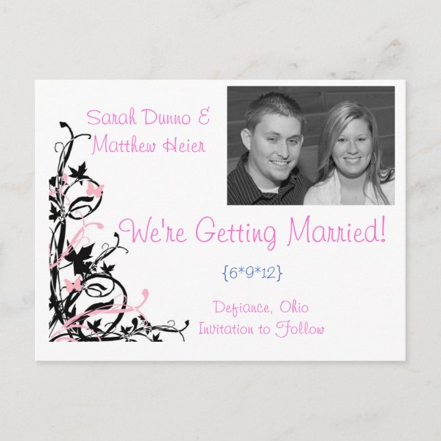 Carte Postale Faire-part Enregistrer la date (Devant)