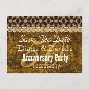 Carte Postale Faire-part Enregistrer la date 50e anniversaire OR NOIR V01