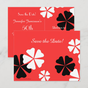 Carte Postale Faire-part Enregistrer la date 50e Anniversaire Rouge