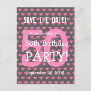 Carte Postale Faire-part Enregistrer la date 50e anniversaire V01K Coeurs r