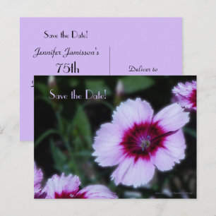 Carte Postale Faire-part Enregistrer la date 75e anniversaire Purple Flower