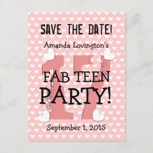 Carte Postale Faire-part Enregistrer la date ADO FAB Anniversaire V17C PINK