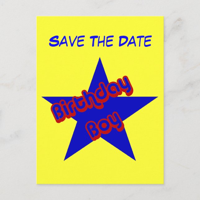 Carte Postale Faire-part Enregistrer La Date Anniversaire Garçon Funny Cart (Devant)