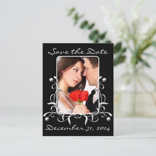 Carte Postale Faire-part Enregistrer la date avec vos photos (Debout devant)