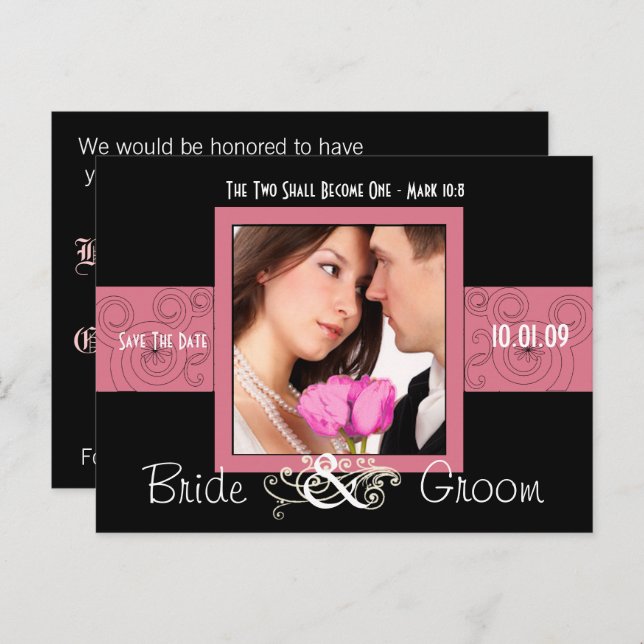 Carte Postale Faire-part Enregistrer la date avec votre photo (Devant / Derrière)