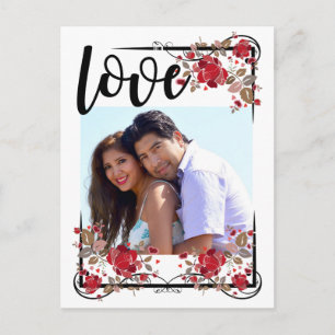 Carte Postale Faire-part Enregistrer la date Boho Love et Rose Photo Poscar