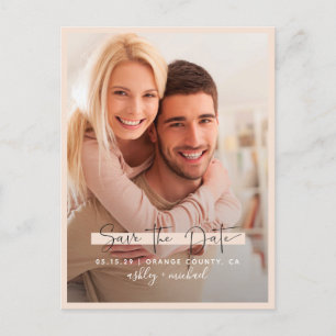 Carte Postale Faire-part Enregistrer la date Calligraphie Photo Blush Maria