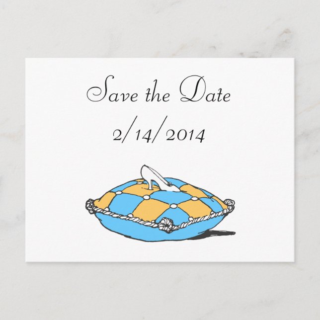 Carte Postale Faire-part Enregistrer la date Cinderella Slipper Turquoise C (Devant)