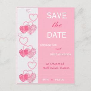 Carte Postale Faire-part Enregistrer la date - Coeurs