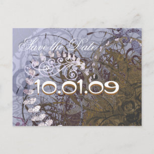 Carte Postale Faire-part Enregistrer la date Coeurs bleu et Brown