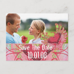 Carte Postale Faire-part Enregistrer la date - Coeurs et tourbillons