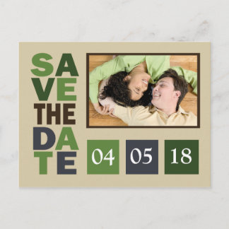 Carte Postale Faire-part Enregistrer la date Couleurs du Mariage de l'ombre