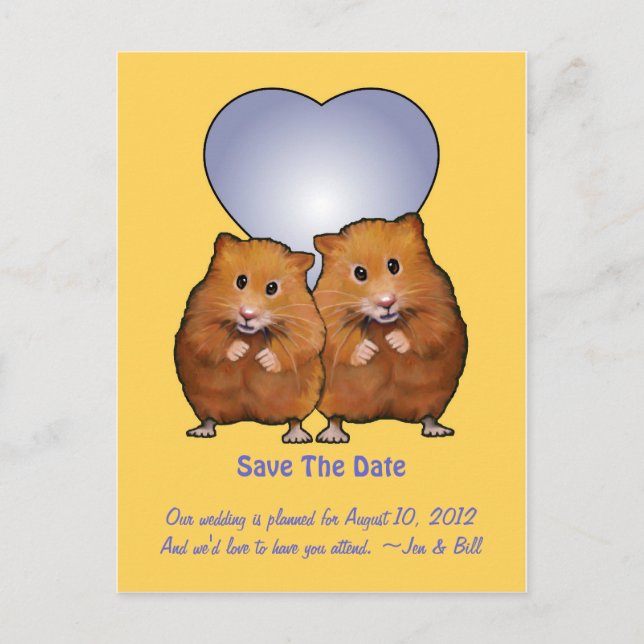 Carte Postale Faire-part Enregistrer La Date : Couple De Hamster Cute : Coe (Devant)