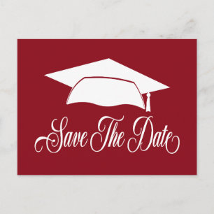 Carte Postale Faire-part Enregistrer La Date De Diplôme - Simple Red White
