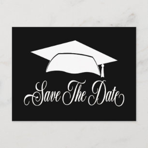 Carte Postale Faire-part Enregistrer la date de fin de la licence Black Whi