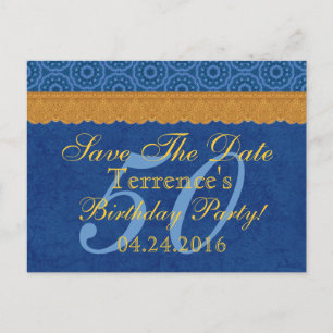 Carte Postale Faire-part Enregistrer la date des 50 ans Anniversaire Bleu e