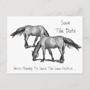Carte Postale Faire-part Enregistrer La Date : Deux Chevaux : Se Faire Hitc