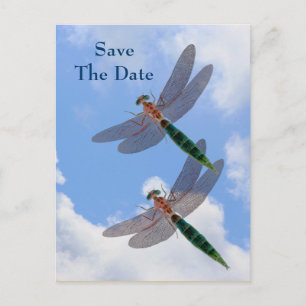 Carte Postale Faire-part Enregistrer la date Dragonflies Blue Sky Nature Ca