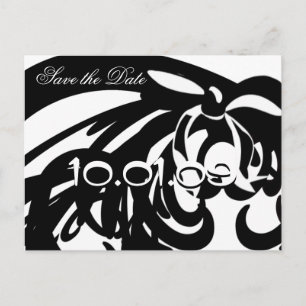 Carte Postale Faire-part Enregistrer la date Élégance noir et blanc