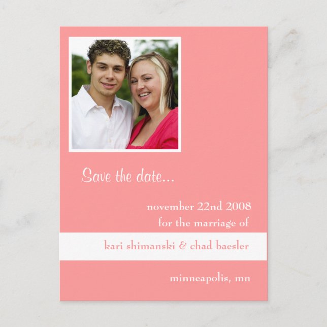 Carte Postale Faire-part Enregistrer la date et rose (Devant)